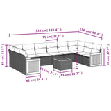 11 Piece Garden Sofa Set with Cushions Black Poly Rattan