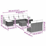 10 Piece Garden Sofa Set with Cushions Black Poly Rattan