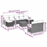 10 Piece Garden Sofa Set with Cushions Black Poly Rattan - Side View