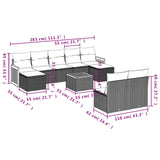 10 Piece Garden Sofa Set with Cushions Grey Poly Rattan - Side View