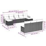 10 Piece Garden Sofa Set with Cushions Grey Poly Rattan - Side View