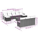 11 Piece Garden Sofa Set with Cushions Black Poly Rattan - Side View