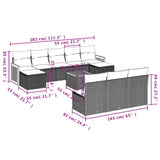11 Piece Garden Sofa Set with Cushions Grey Poly Rattan - Side View