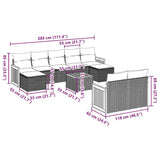 10 Piece Garden Sofa Set with Cushions Black Poly Rattan - Side View