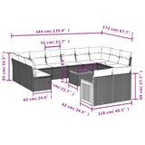 13 Piece Garden Sofa Set with Cushions Grey Poly Rattan - Side View