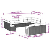 13 Piece Garden Sofa Set with Cushions Grey Poly Rattan - Side View