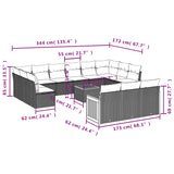 14 Piece Garden Sofa Set with Cushions Black Poly Rattan - Side View