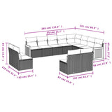 12 Piece Garden Sofa Set with Cushions Black Poly Rattan