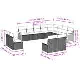 12 Piece Garden Sofa Set with Cushions Black Poly Rattan - Side View