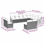 12 Piece Garden Sofa Set with Cushions Black Poly Rattan - Side View