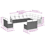 12 Piece Garden Sofa Set with Cushions Grey Poly Rattan - Side View
