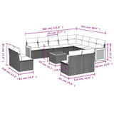 13 Piece Garden Sofa Set with Cushions Grey Poly Rattan - Side View