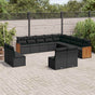 13 Piece Garden Sofa Set with Cushions Black Poly Rattan