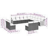13 Piece Garden Sofa Set with Cushions Grey Poly Rattan - Side View