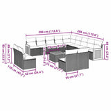14 Piece Garden Sofa Set with Cushions Black Poly Rattan