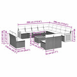 14 Piece Garden Sofa Set with Cushions Black Poly Rattan - Side View