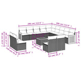 14 Piece Garden Sofa Set with Cushions Beige Poly Rattan - Side View