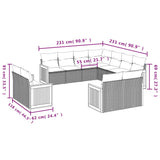 11 Piece Garden Sofa Set with Cushions Grey Poly Rattan - Side View