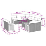 12 Piece Garden Sofa Set with Cushions Grey Poly Rattan - Side View