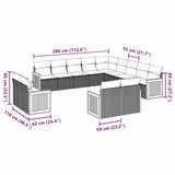 13 Piece Garden Sofa Set with Cushions Black Poly Rattan - Side View