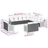 13 Piece Garden Sofa Set with Cushions Grey Poly Rattan - Side View