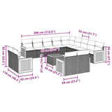 14 Piece Garden Sofa Set with Cushions Black Poly Rattan - Side View