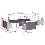 14 Piece Garden Sofa Set with Cushions Grey Poly Rattan - Side View