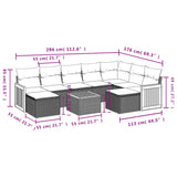 10 Piece Garden Sofa Set with Cushions Grey Poly Rattan - Side View