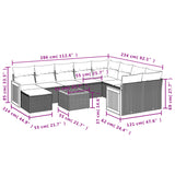 11 Piece Garden Sofa Set with Cushions Black Poly Rattan - Side View