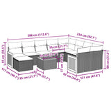 11 Piece Garden Sofa Set with Cushions Black Poly Rattan - Side View