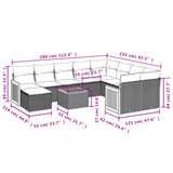 11 Piece Garden Sofa Set with Cushions Grey Poly Rattan - Side View