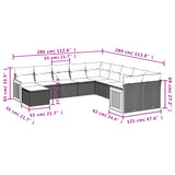 11 Piece Garden Sofa Set with Cushions Grey Poly Rattan - Side View