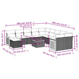 12 Piece Garden Sofa Set with Cushions Grey Poly Rattan - Side View