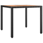 3 Piece Bistro Set with Cushions Black Poly Rattan and Acacia