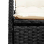 3 Piece Bistro Set with Cushions Black Poly Rattan and Acacia