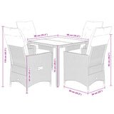 5 Piece Garden Dining Set with Cushions Black Poly Rattan