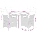 5 Piece Garden Dining Set with Cushions Black Poly Rattan - Close-Up Angle