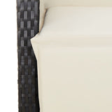 5 Piece Garden Dining Set with Cushions Black Poly Rattan - Close-Up Angle
