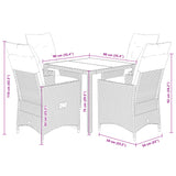 5 Piece Garden Dining Set with Cushions Black Poly Rattan - Extra Image