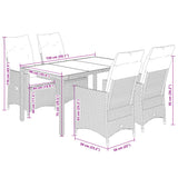 5 Piece Garden Dining Set with Cushions Black Poly Rattan