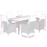 9 Piece Garden Dining Set with Cushions Black Poly Rattan - Close-Up Angle