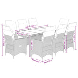 9 Piece Garden Dining Set with Cushions Black Poly Rattan - Low Angle