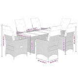 7 Piece Garden Dining Set with Cushions Black Poly Rattan