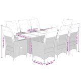 9 Piece Garden Dining Set with Cushions Black Poly Rattan - Close-Up Angle