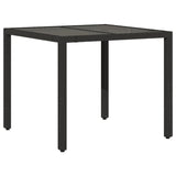 5 Piece Garden Dining Set with Cushions Black Poly Rattan - Top-Down View