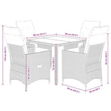 5 Piece Garden Dining Set with Cushions Black Poly Rattan