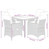 5 Piece Garden Dining Set with Cushions Black Poly Rattan - Close-Up Angle