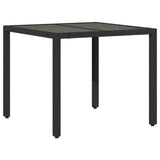 5 Piece Garden Dining Set with Cushions Black Poly Rattan