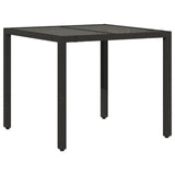 5 Piece Garden Dining Set with Cushions Black Poly Rattan - 45-Degree Angle