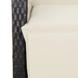5 Piece Garden Dining Set with Cushions Black Poly Rattan - Close-Up Angle